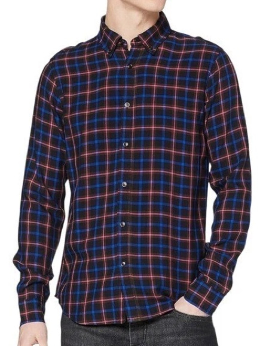 Scotch & Soda Plaid Regular Fit Button Down Shirt Size Medium